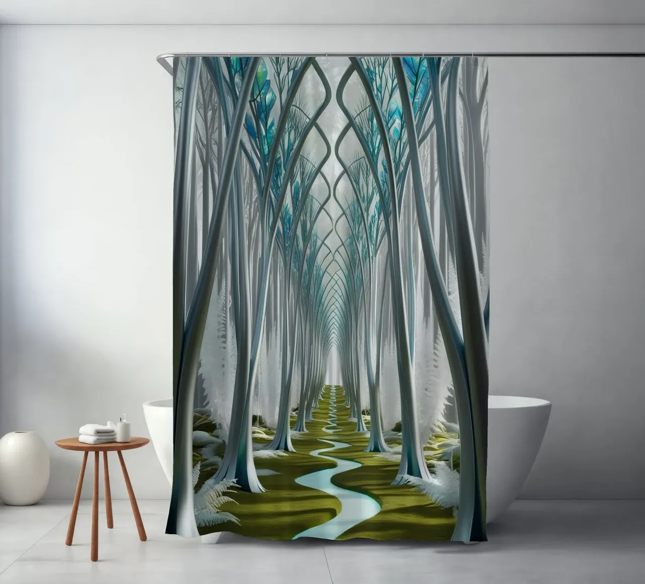 Corridoi cristallini: Una foresta da sogno tenda da doccia da Artistic-shop