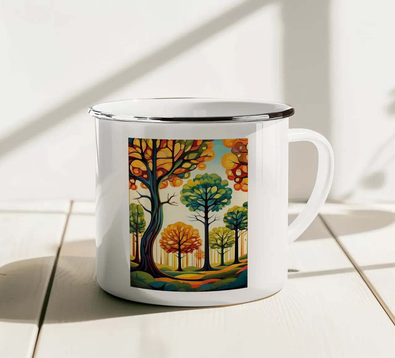 Paesaggio onirico autunnale tazza in smalto da Artistic-shop