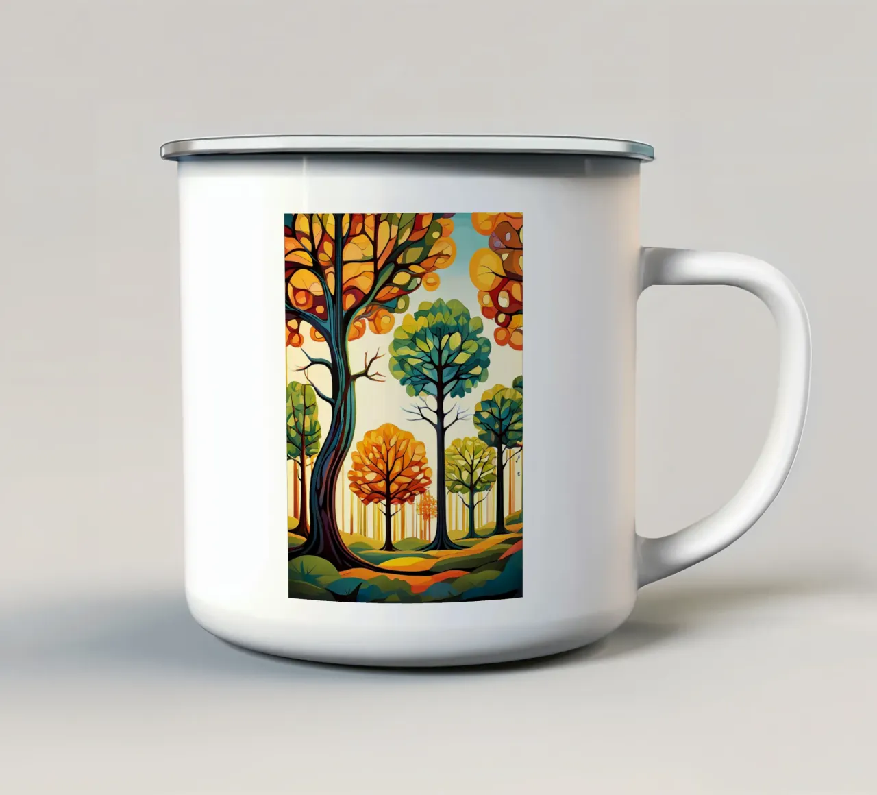 Paesaggio onirico autunnale tazza in smalto da Artistic-shop