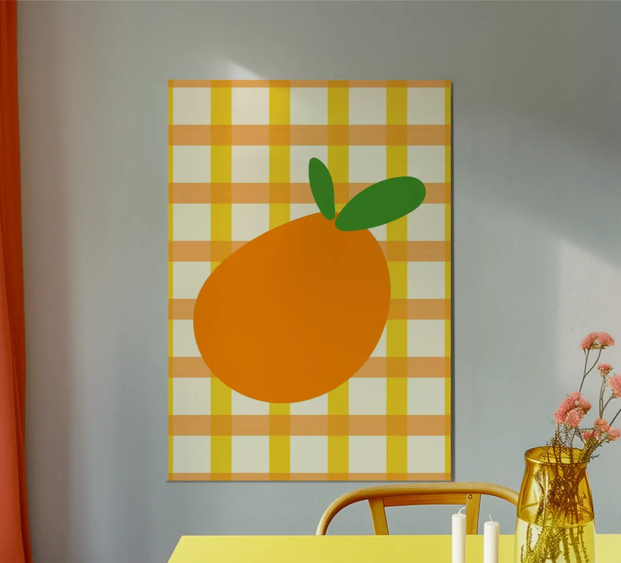 Esplosione arancione poster con telaio in legno da Sen Studio Art