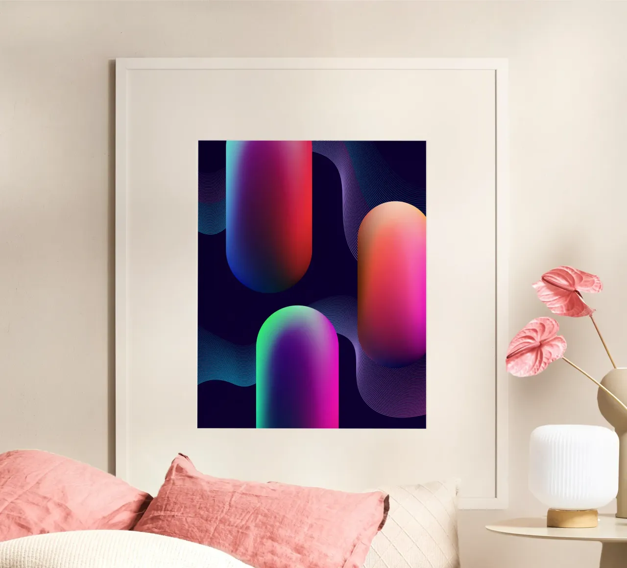 Mondo Neon poster con telaio in alluminio da Sen Studio Art