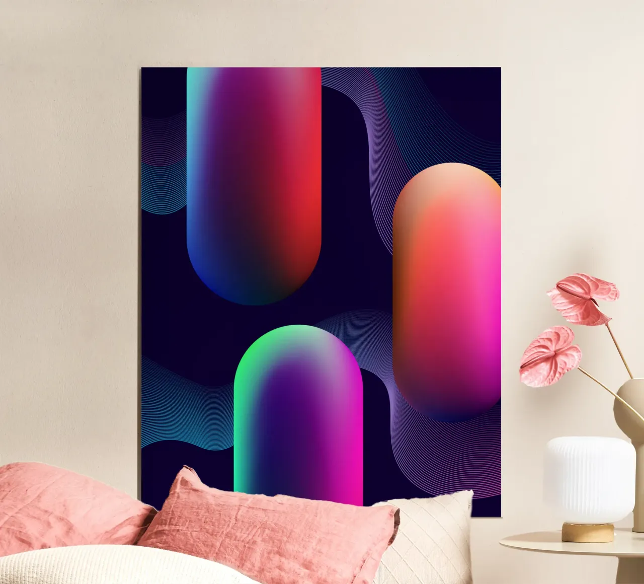 Mondo Neon poster con telaio in alluminio da Sen Studio Art