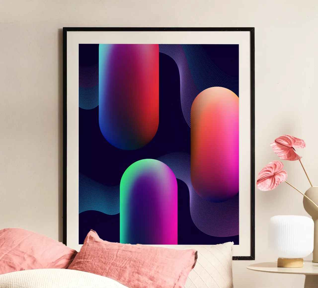 Mondo Neon poster con telaio in alluminio da Sen Studio Art