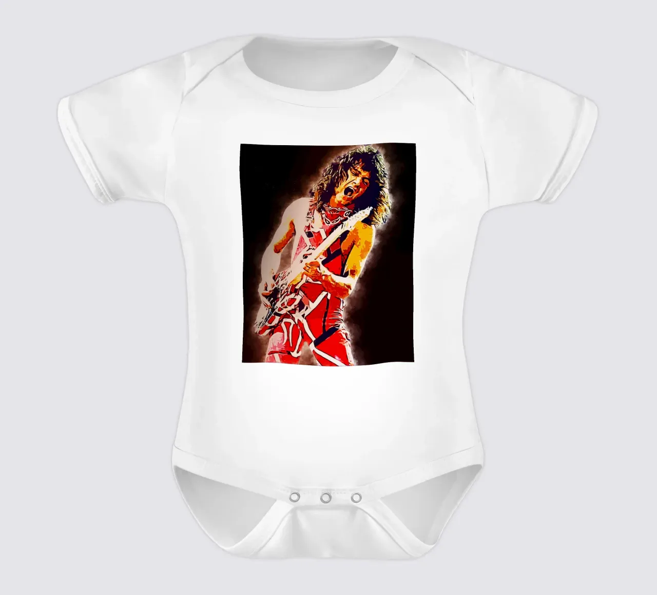 Eddie Van Halen Epic Smoke short-sleeve baby romper by neonartroom