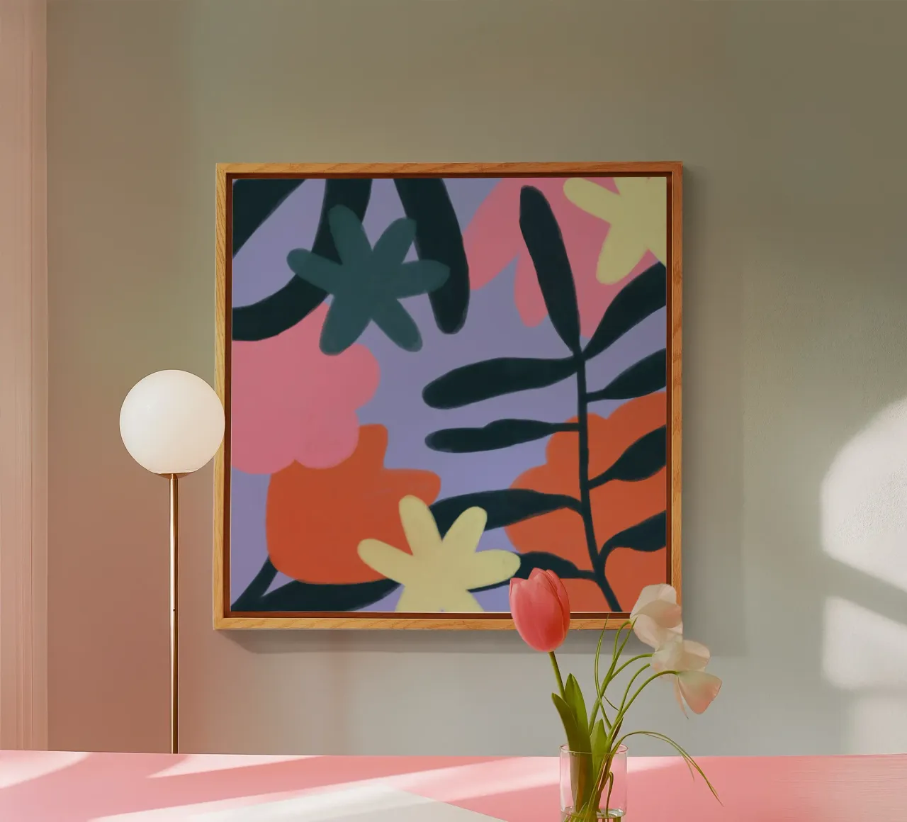 Fleurs plexiglas de bonbureau