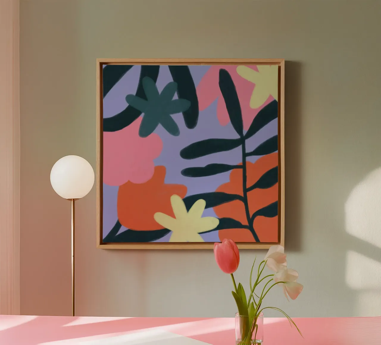 I fiori tela con Cornice a cassetta da bonbureau