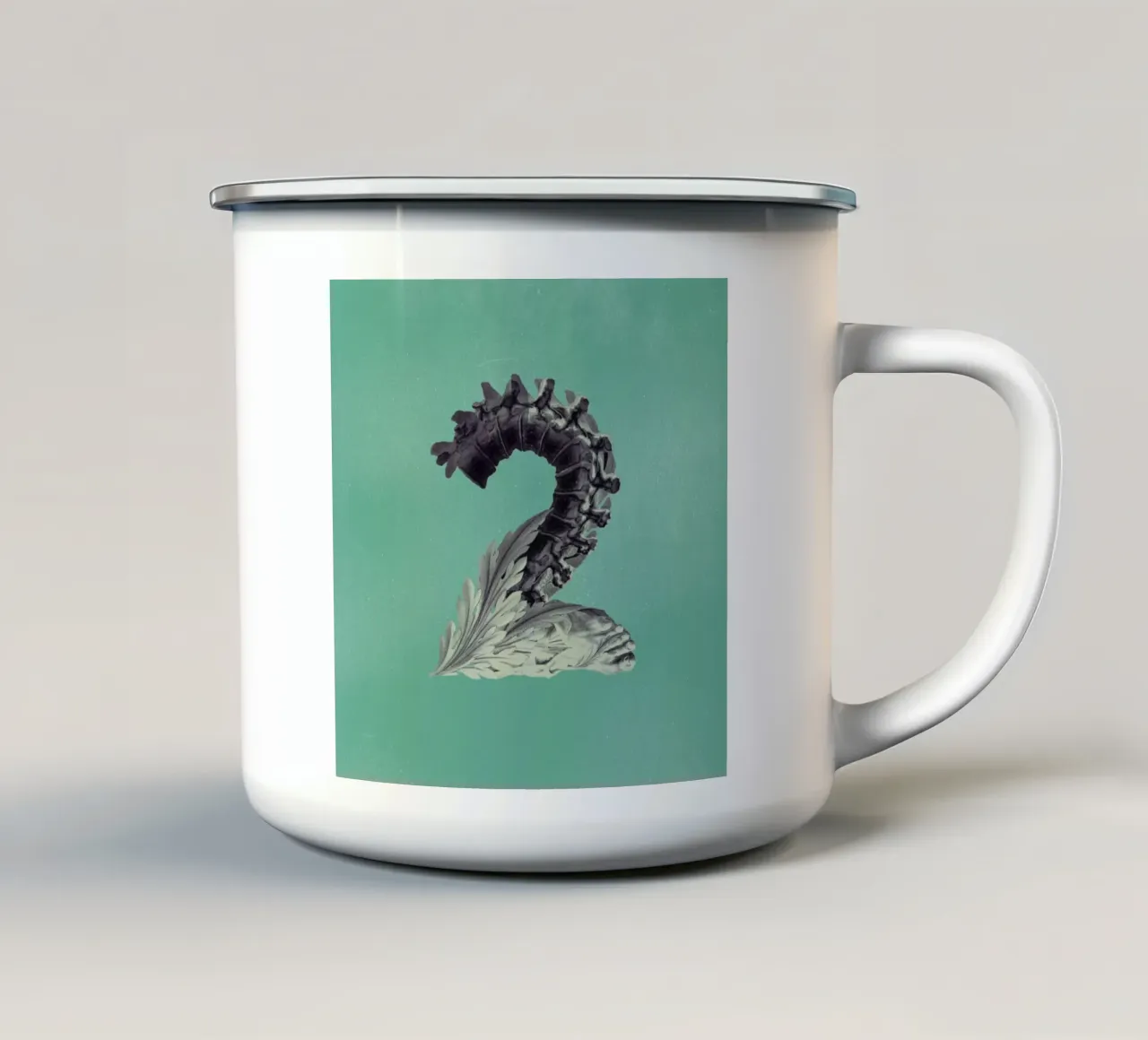 Steampunk Alphabet Number 2 Emaille Tasse von Birgit Palma