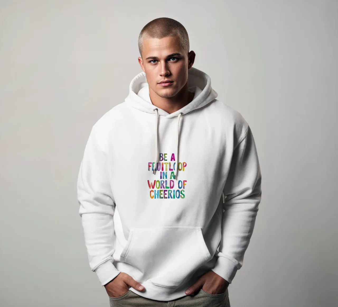 Essere un Fruitloop in un mondo di Cheerios Typografie Design felpa con cappuccio da THE MOTIVATED TYPE