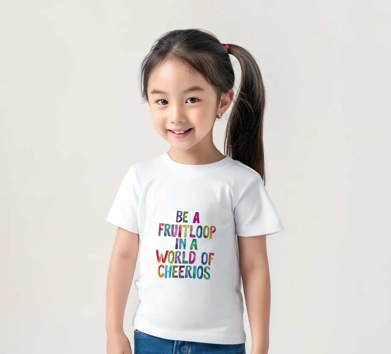 Essere un Fruitloop in un mondo di Cheerios Typografie Design t-shirt bambini da THE MOTIVATED TYPE