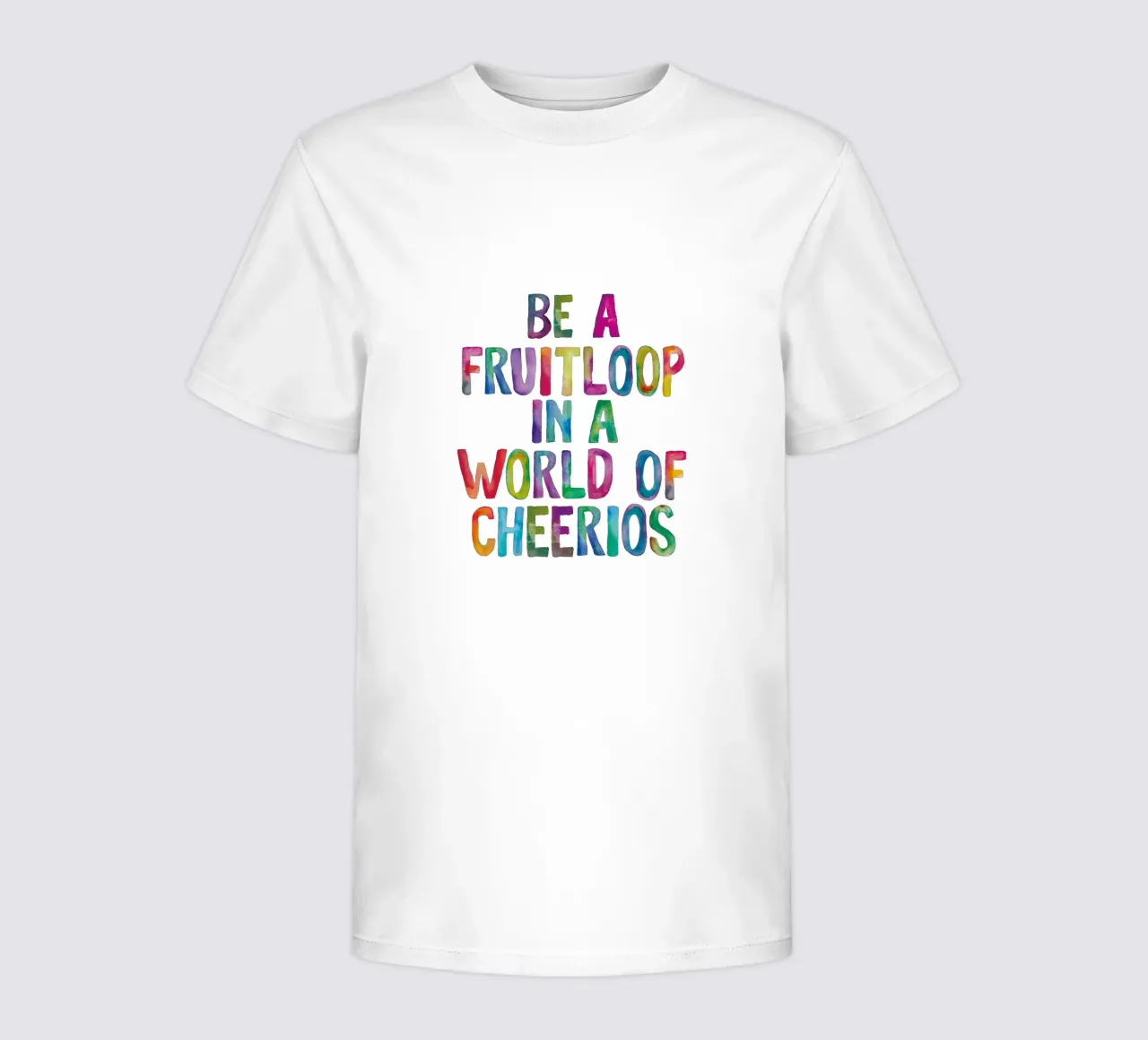 Essere un Fruitloop in un mondo di Cheerios Typografie Design t-shirt bambini da THE MOTIVATED TYPE