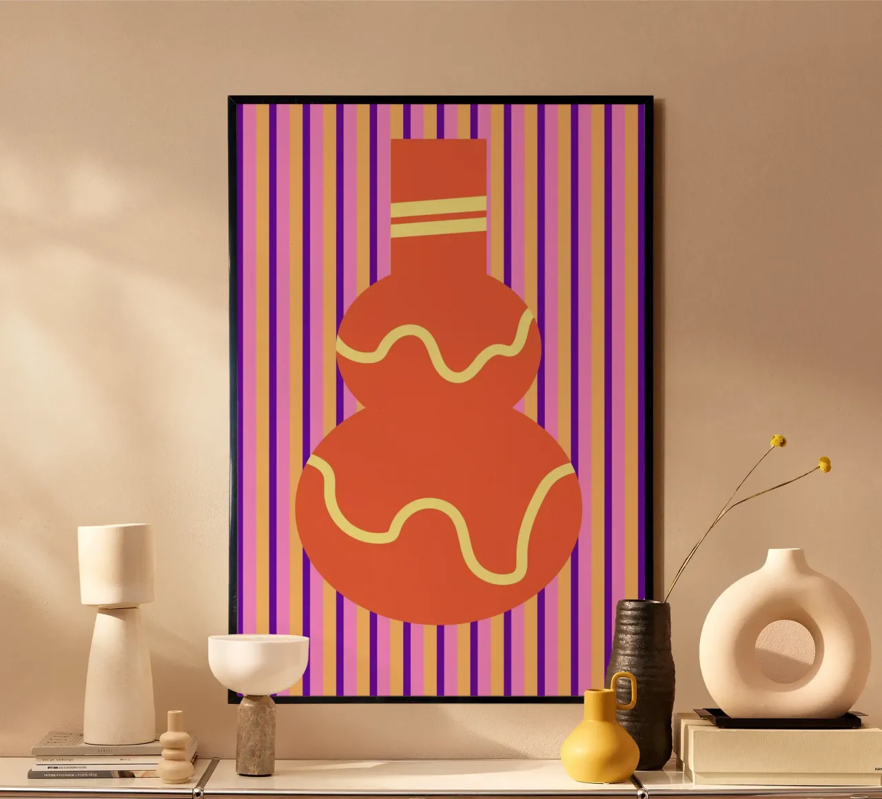 Vaso in ceramica poster con telaio in legno da Sen Studio Art