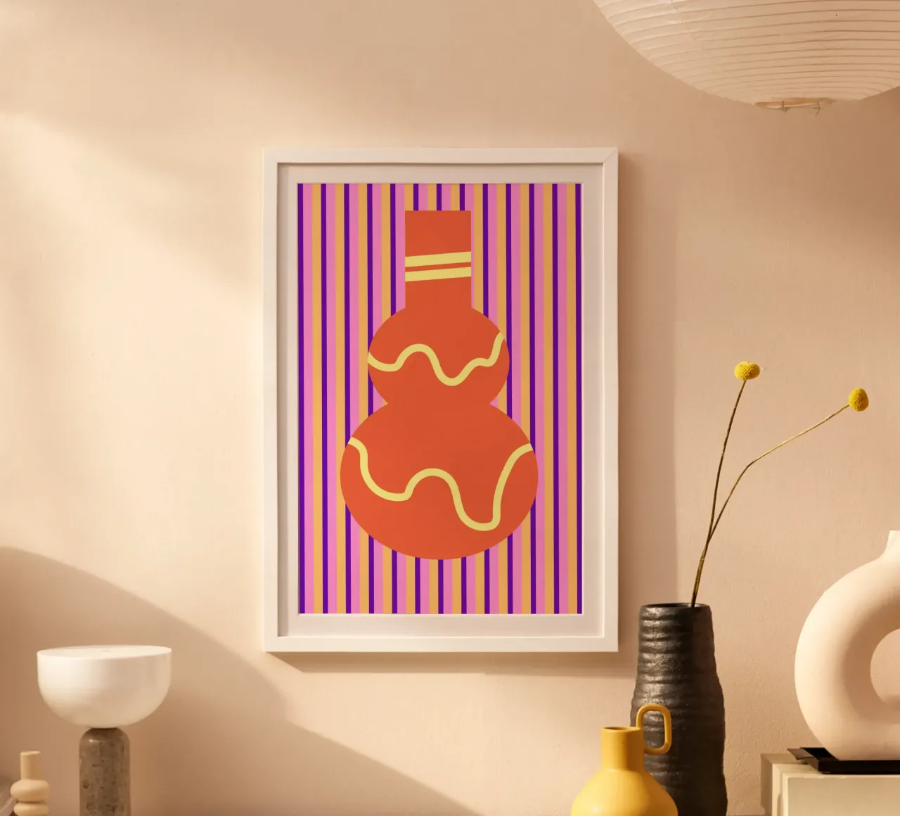 Vaso in ceramica poster con telaio in legno da Sen Studio Art