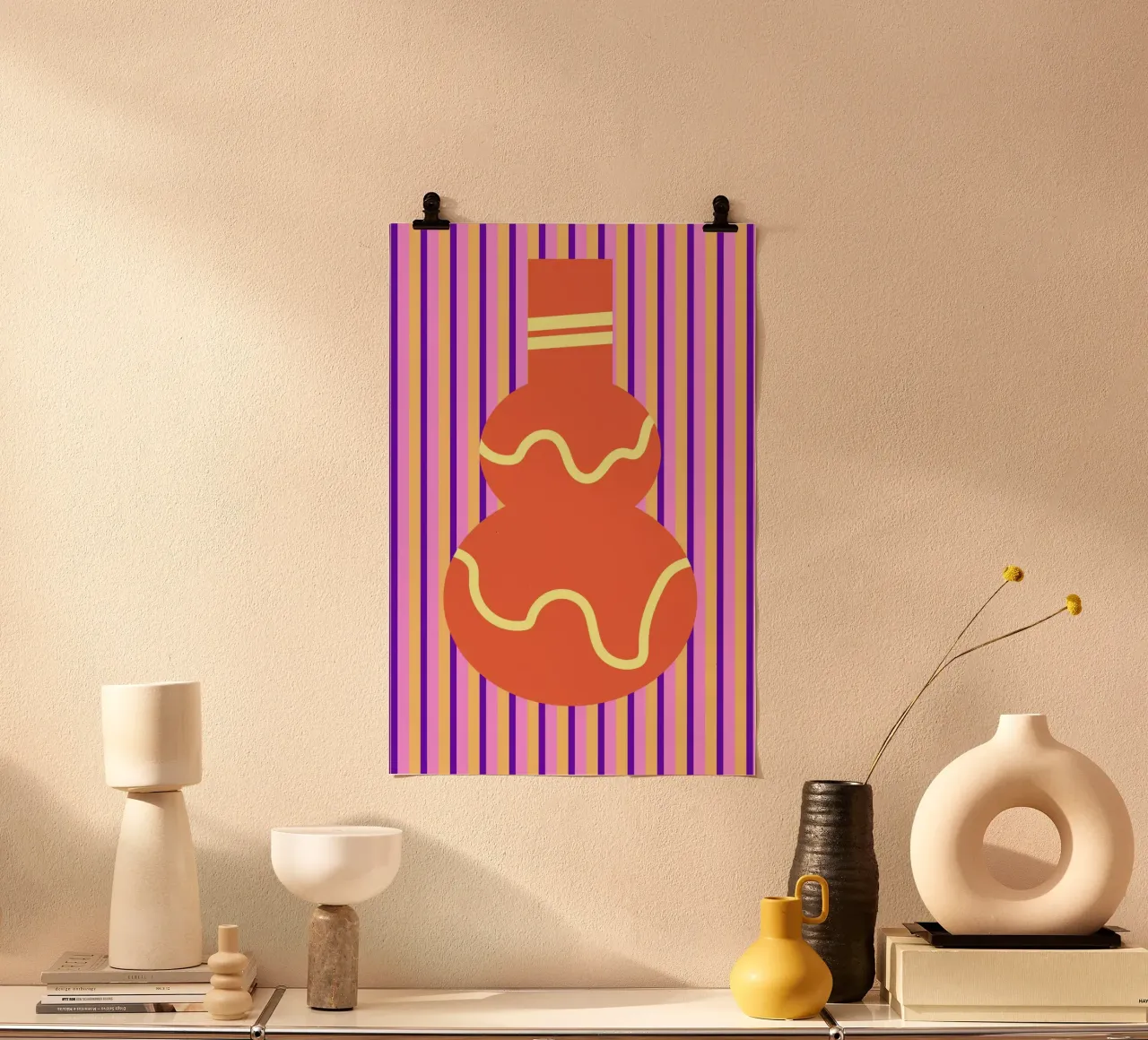 Vaso in ceramica poster con telaio in legno da Sen Studio Art