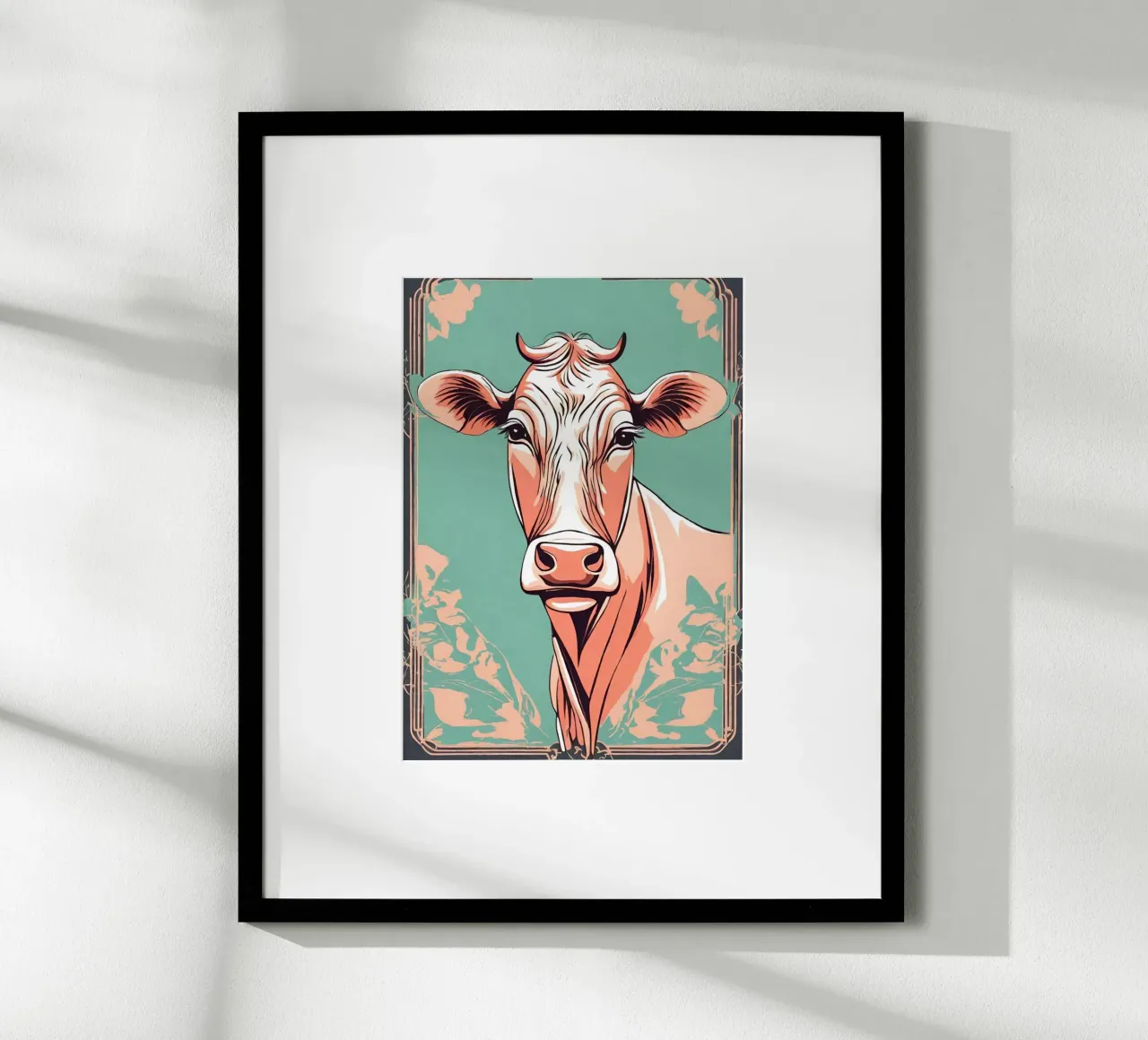 Vache en vogue 1 poster con telaio in legno da Rezh creations