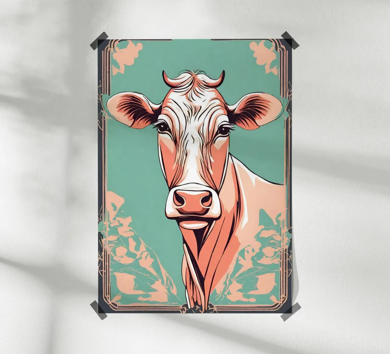 Vache en vogue 1 poster con telaio in legno da Rezh creations