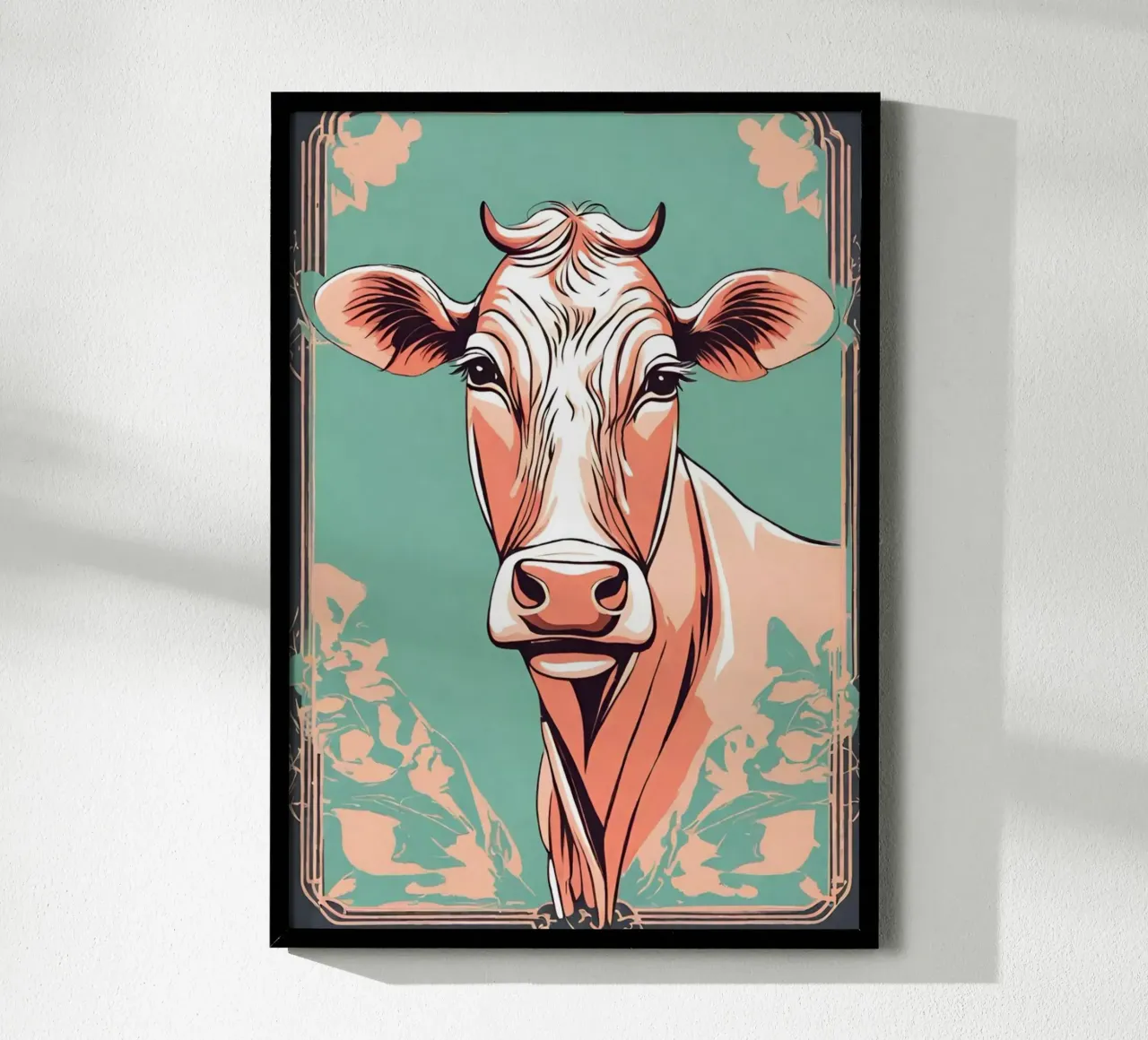 Vache en vogue 1 poster con telaio in legno da Rezh creations