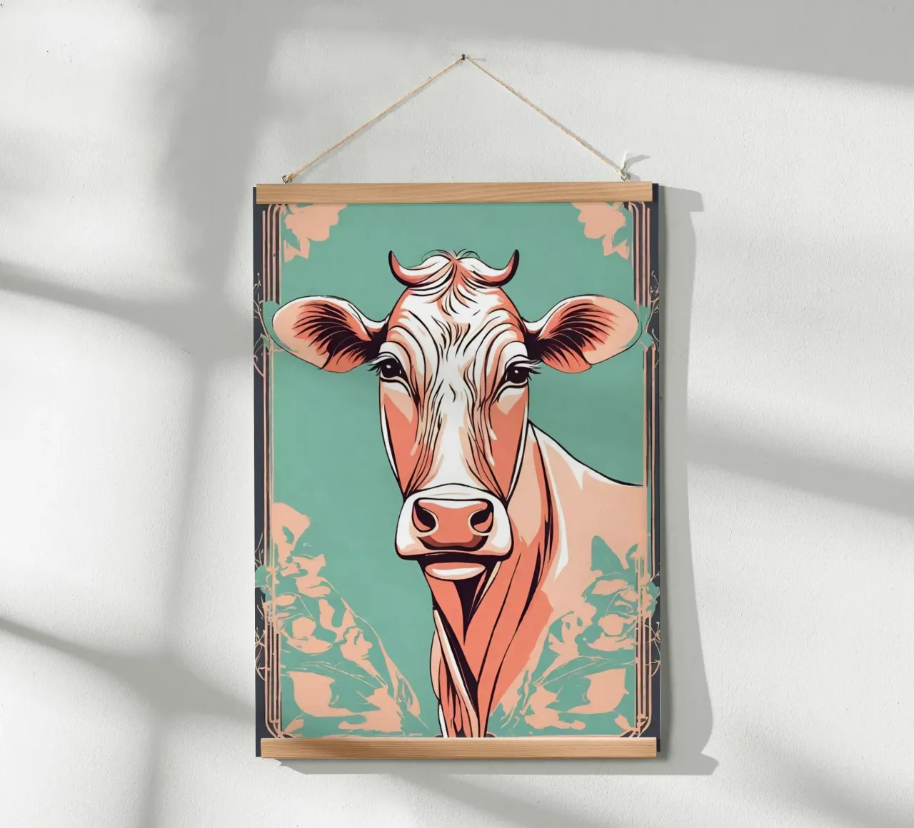 Vache en vogue 1 poster con telaio in legno da Rezh creations