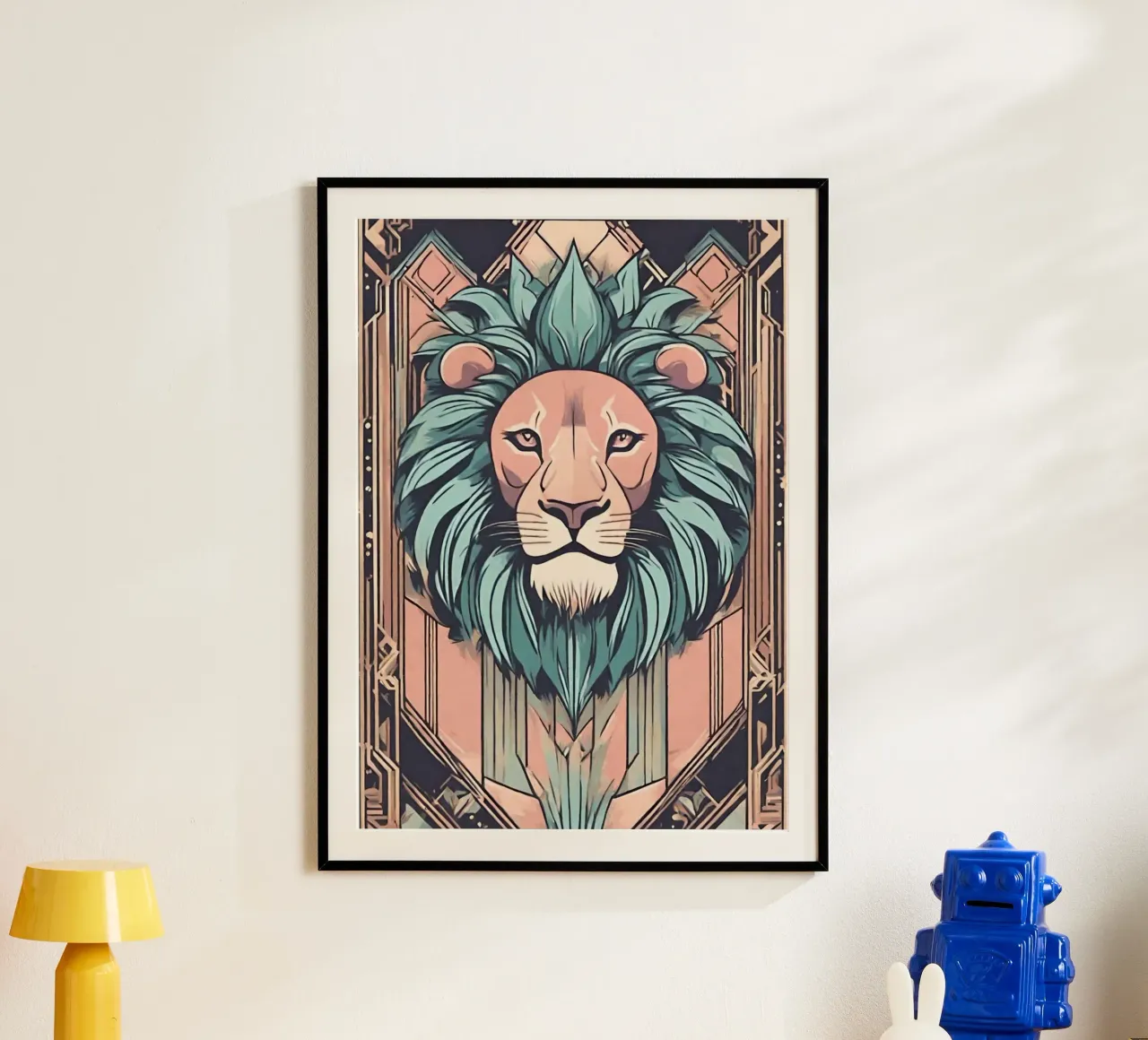 Re della Savana 1 poster con telaio in plastica da Rezh creations