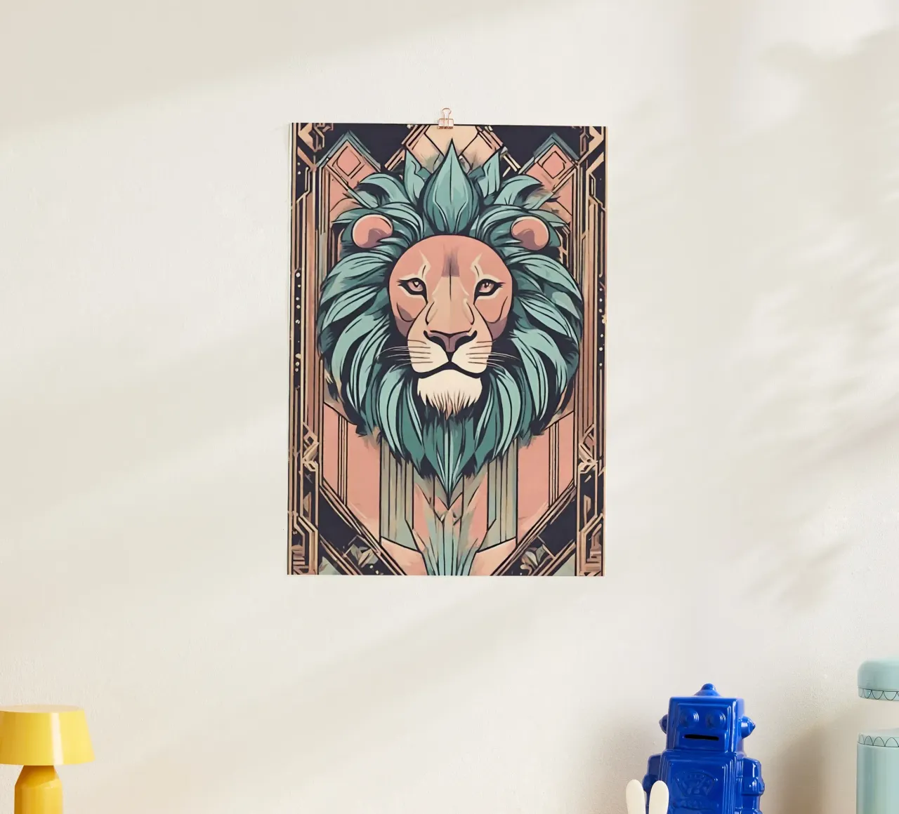 Re della Savana 1 poster con telaio in plastica da Rezh creations