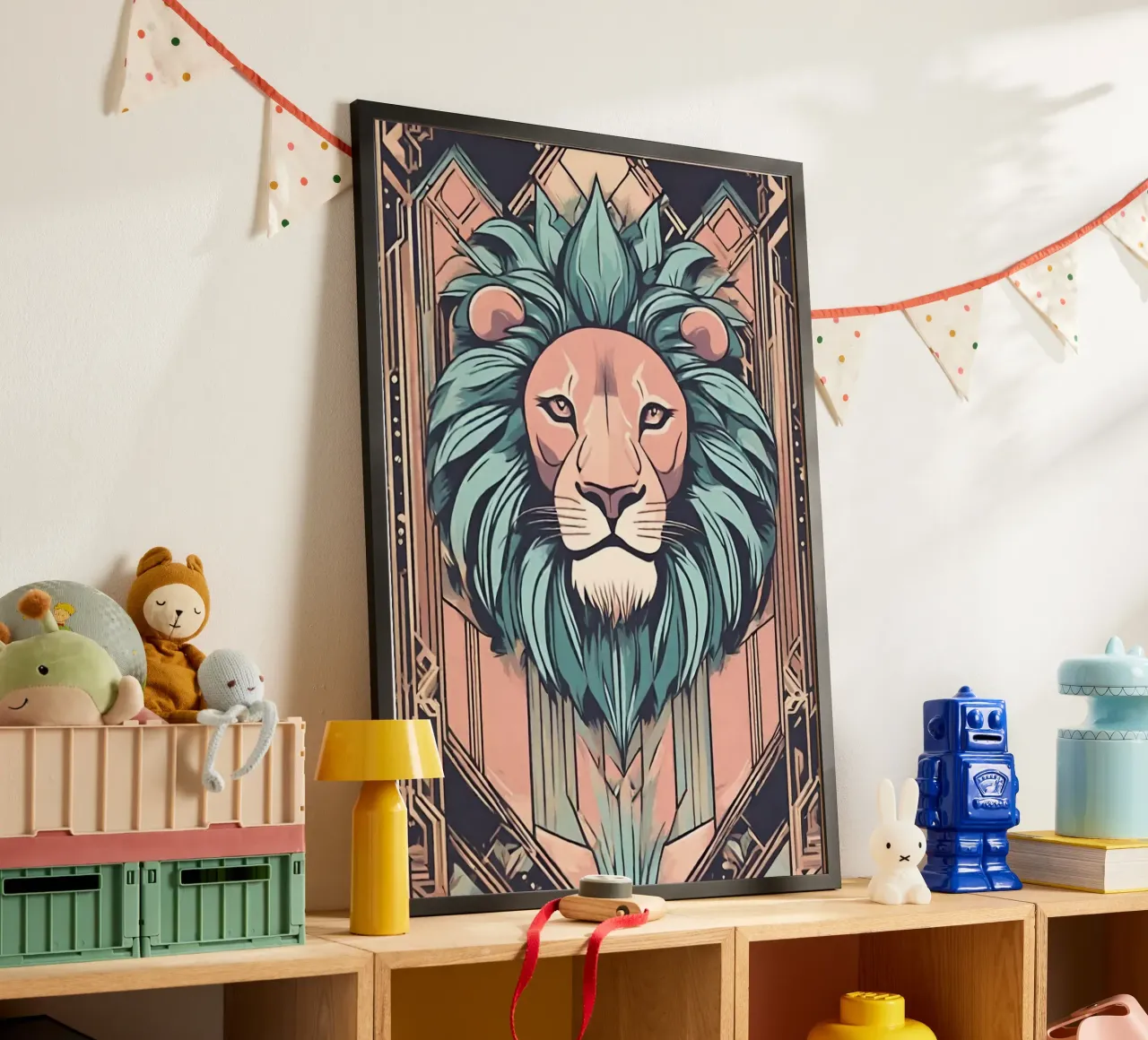 Re della Savana 1 poster con telaio in plastica da Rezh creations