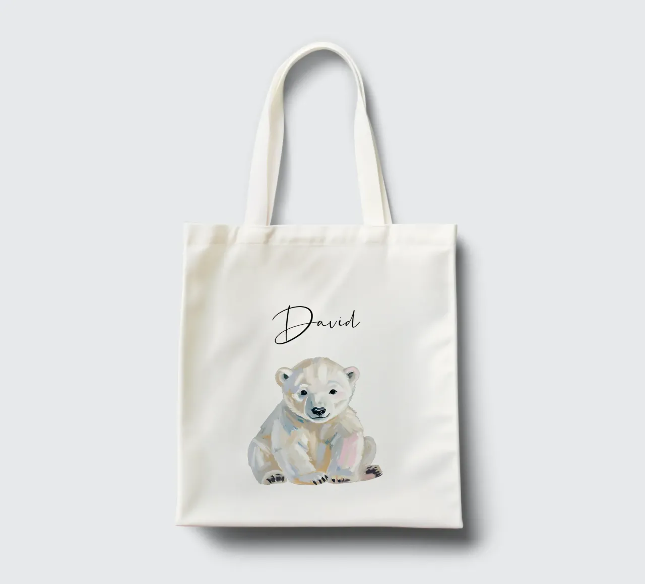 Kleiner Eisbär - Acryl borsa in juta da Ohkimiko