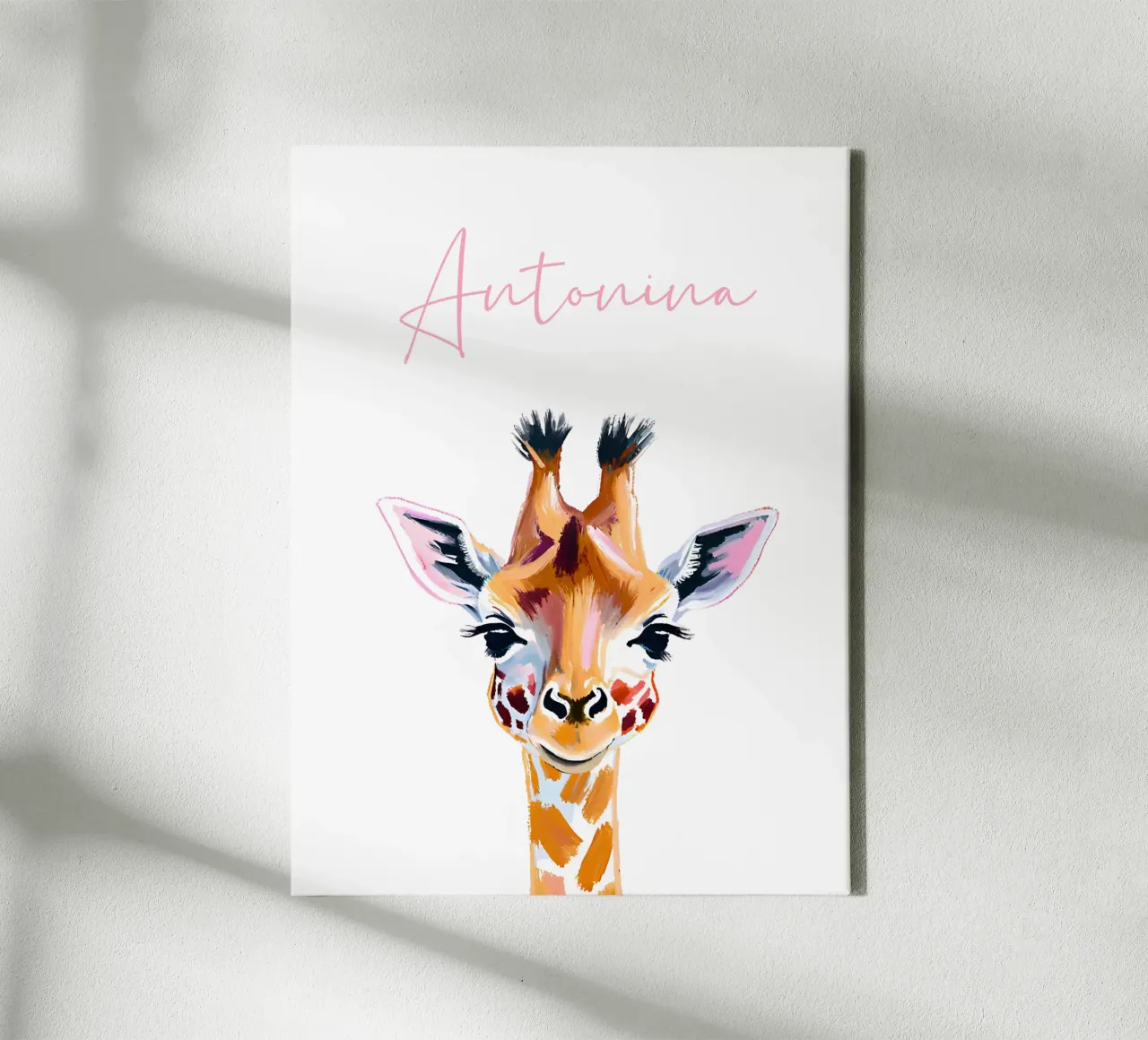 Kleine Giraffe - Acryl canvas met Baklijst van Ohkimiko