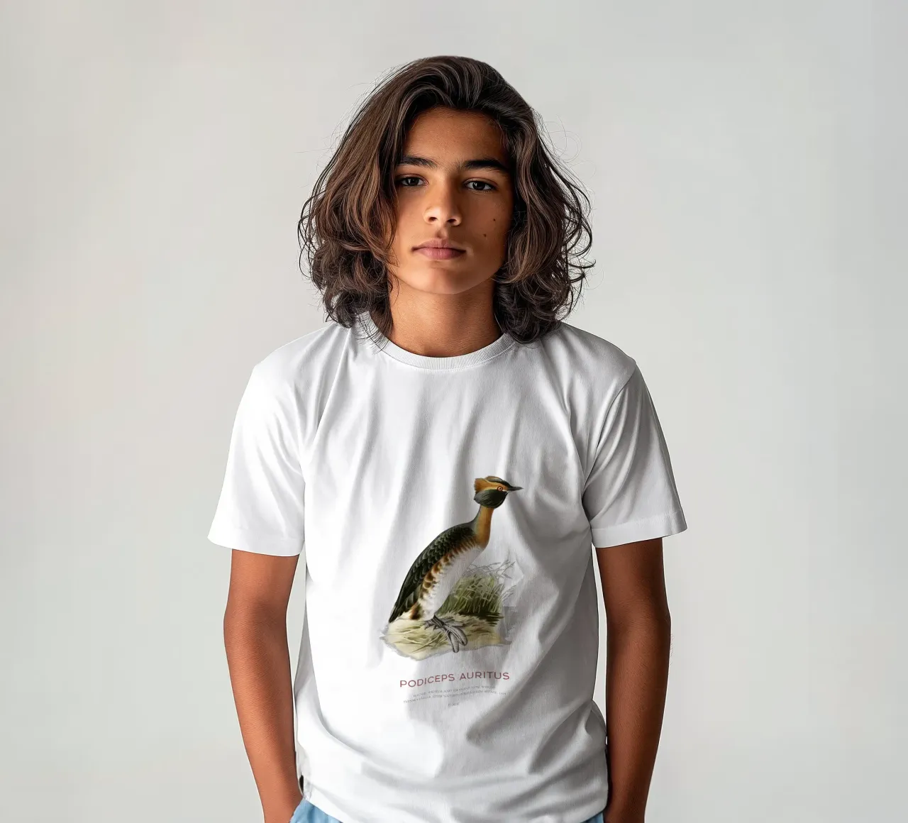 Ohrentaucher oder Podiceps auritus Kinder T-Shirt von Vintagrafica