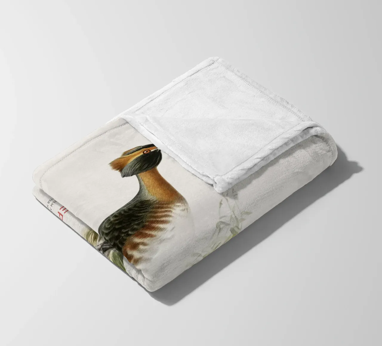 Horned grebe or Podiceps auritus fleece blanket by Vintagrafica