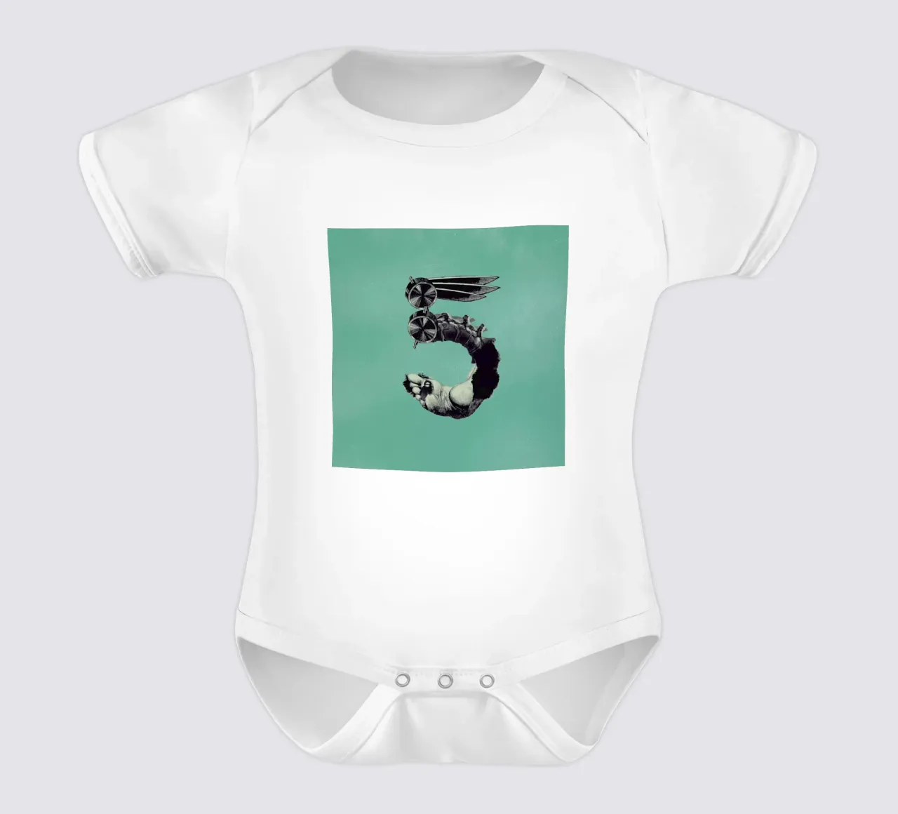 Steampunk Alphabet Number 5 body neonato maniche corte da Birgit Palma
