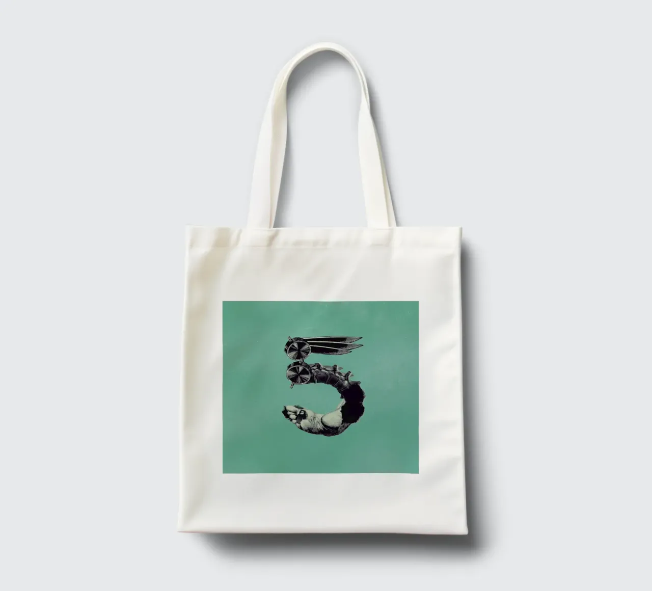 Steampunk Alphabet Number 5 borsa in juta da Birgit Palma