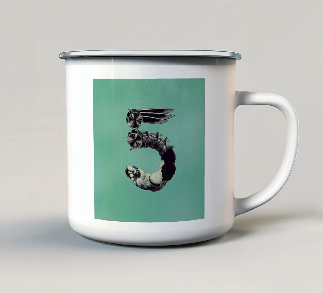 Steampunk Alphabet Number 5 tazza in smalto da Birgit Palma