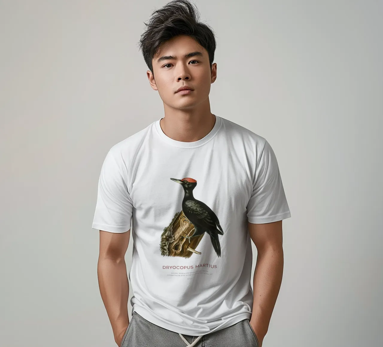 Black woodpecker or Dryocopus martius t-shirt by Vintagrafica