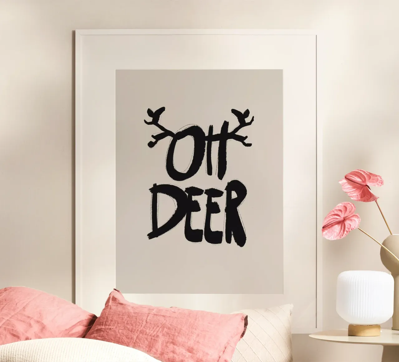 Oh Deer No 2 poster con telaio in alluminio da treechild