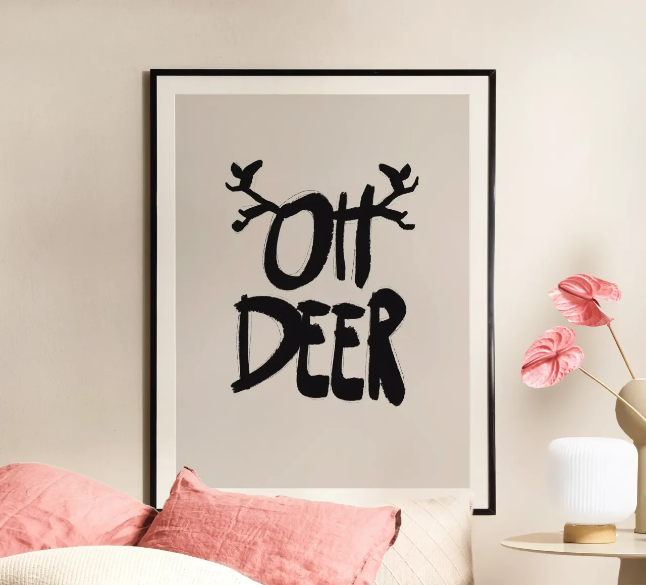 Oh Deer No 2 poster con telaio in alluminio da treechild