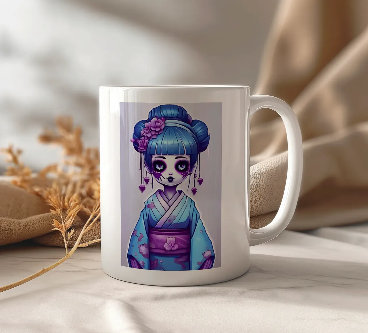 Black geisha 3 tazza in ceramica da Rezh creations