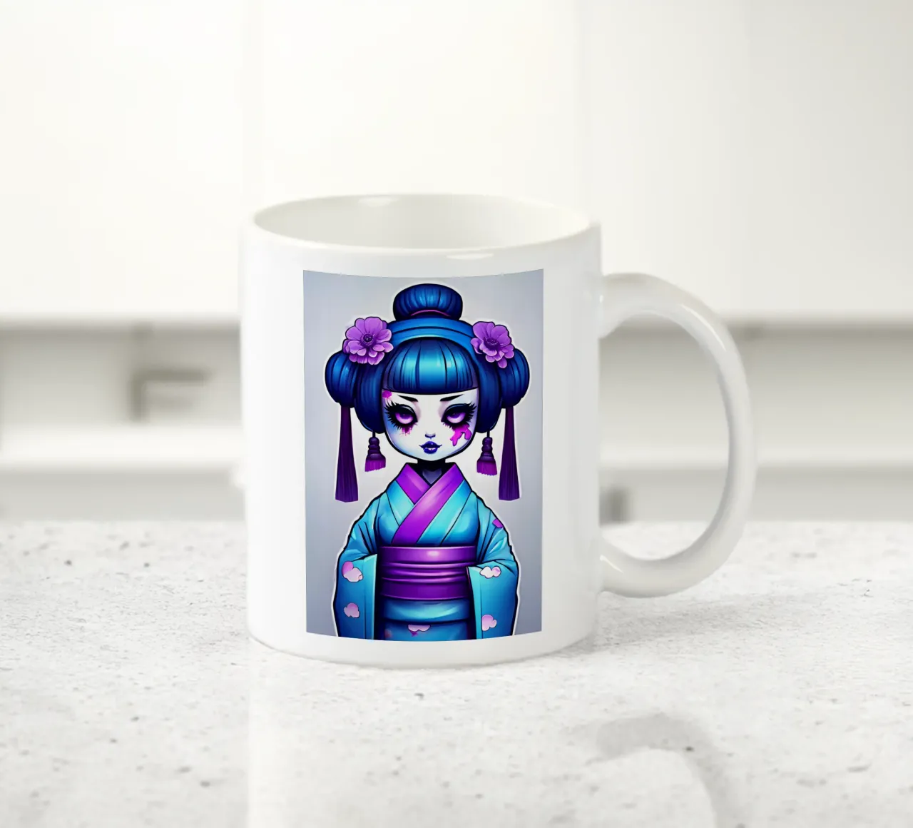 Black geisha 4 ceramic mug by Rezh creations