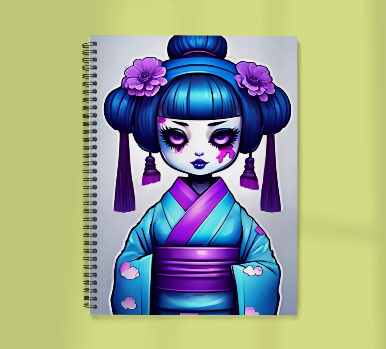 Black geisha 4 spiral notebook by Rezh creations