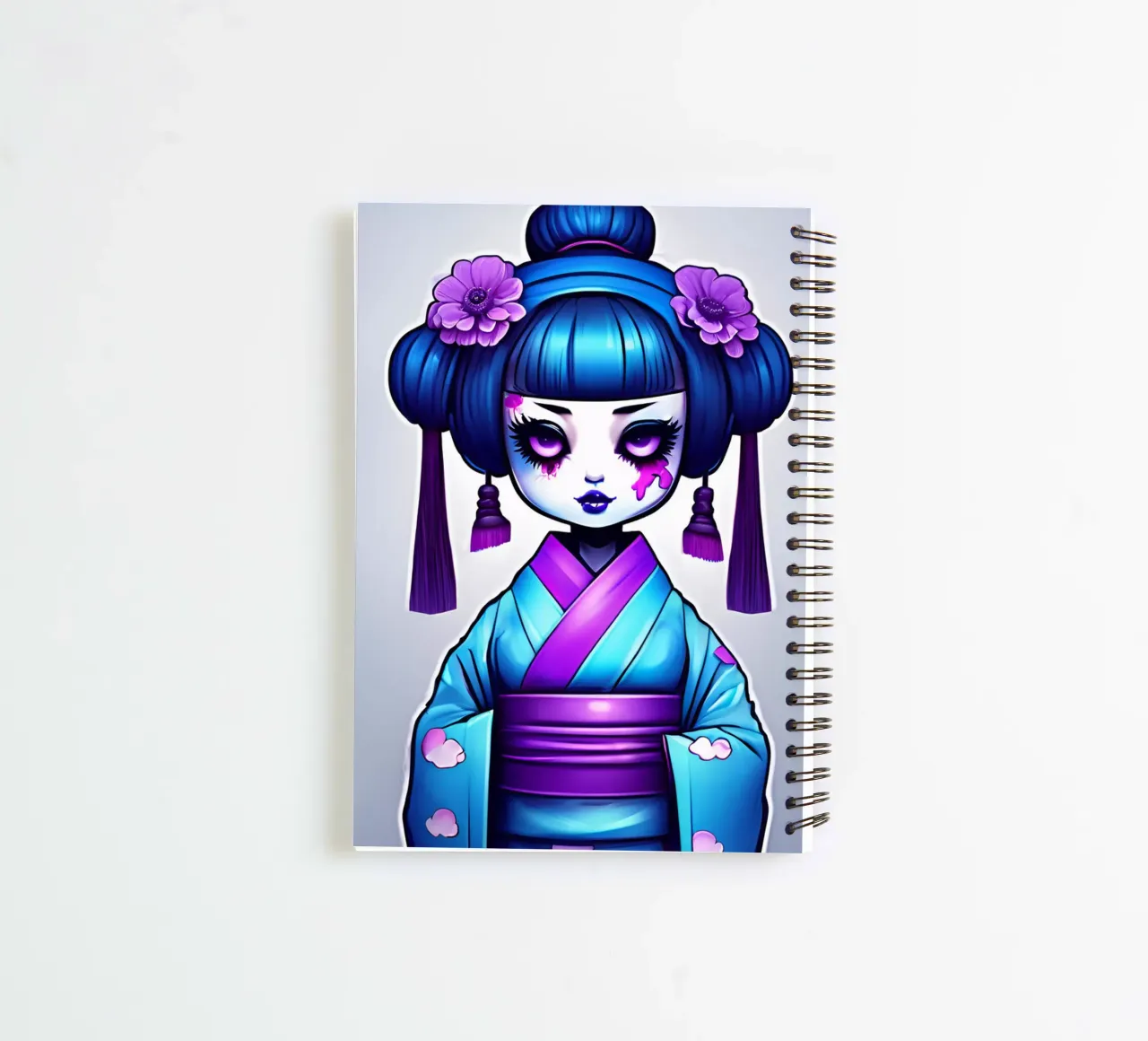 Black geisha 4 spiral notebook by Rezh creations