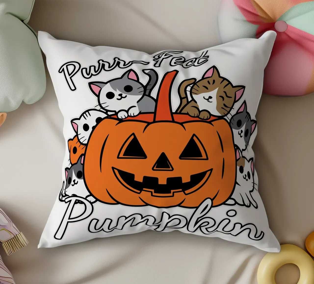 Purr-Fect Pumpkin cuscino da edsonramosart