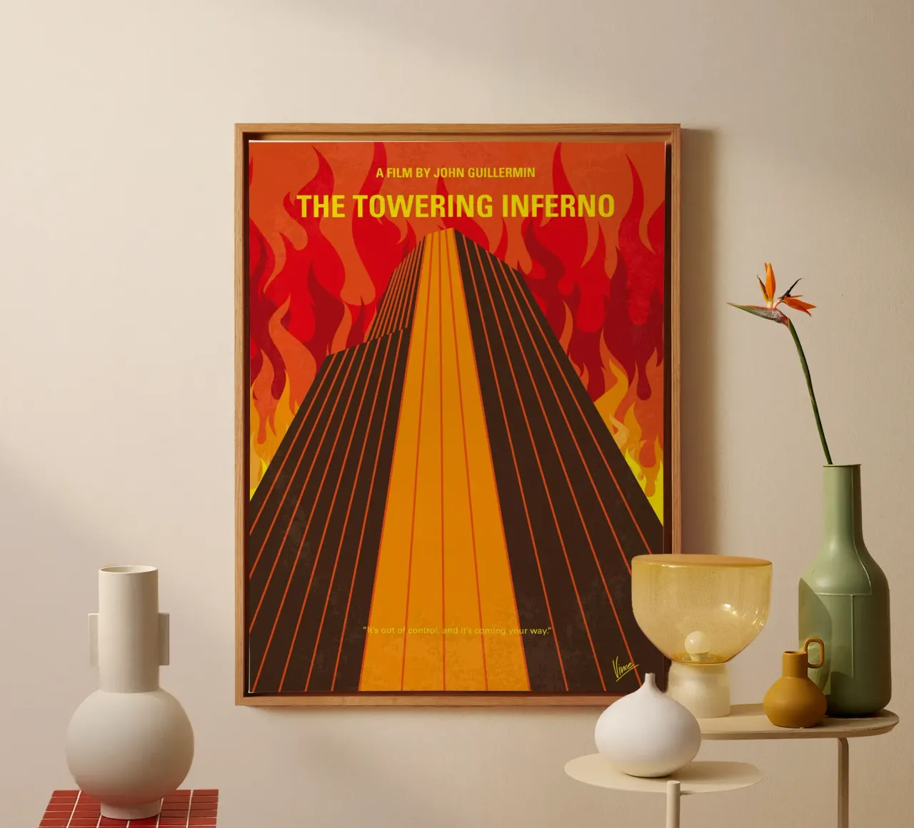 No665 My The Towering Inferno minimal movie poster tela con Cornice a cassetta da Chungkong