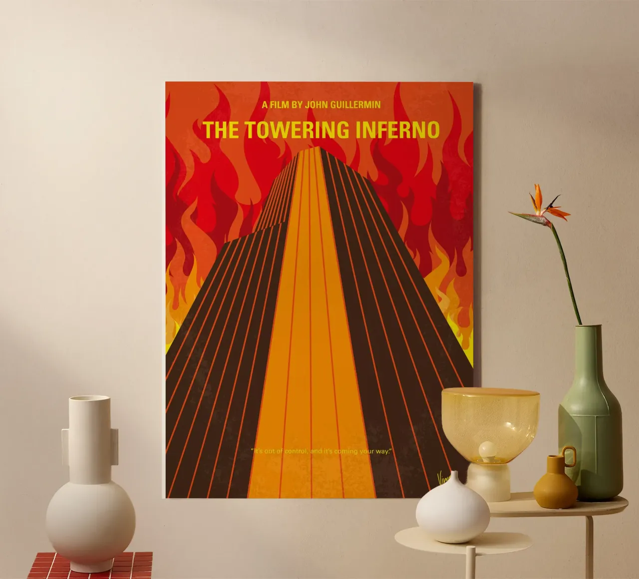 No665 My The Towering Inferno minimal movie poster tela con Cornice a cassetta da Chungkong