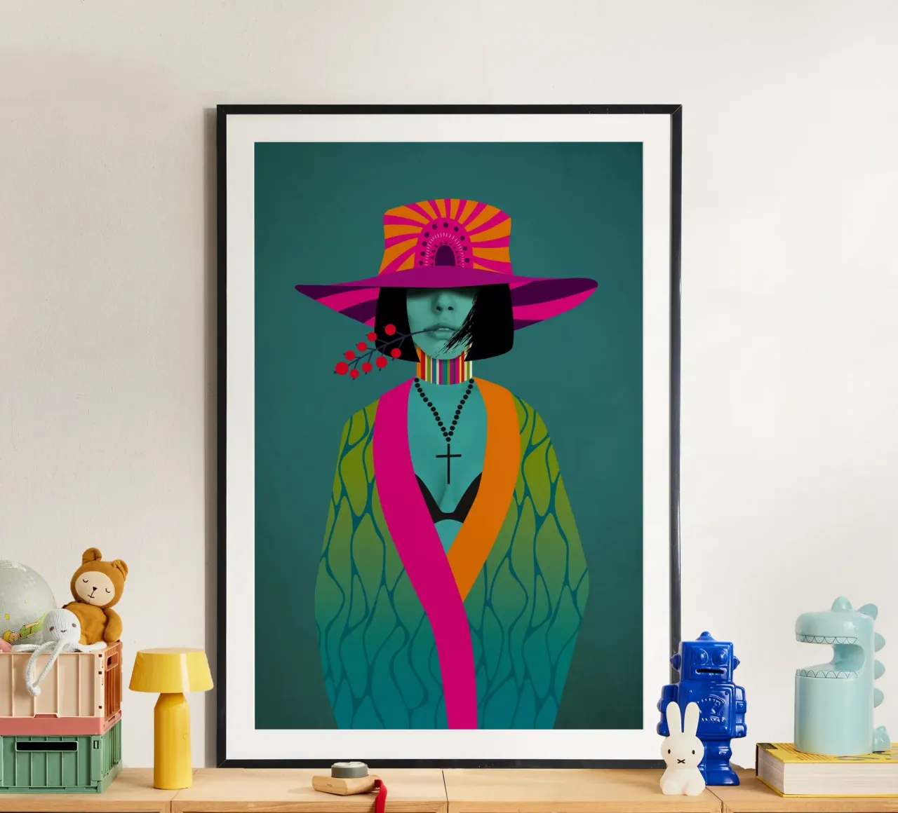 Neon Stella poster con telaio in legno da Amy & Kurt