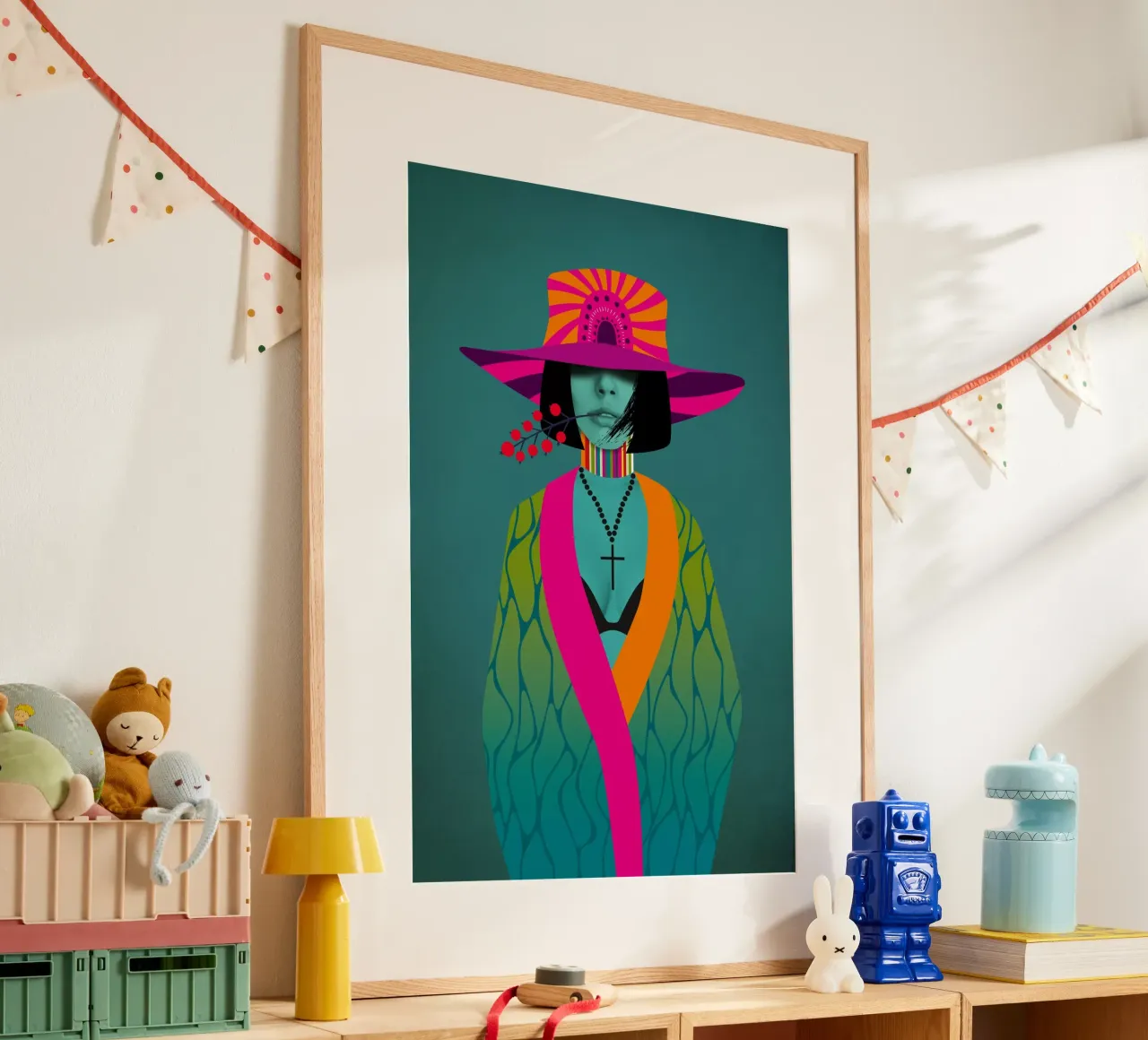 Neon Stella poster con telaio in legno da Amy & Kurt