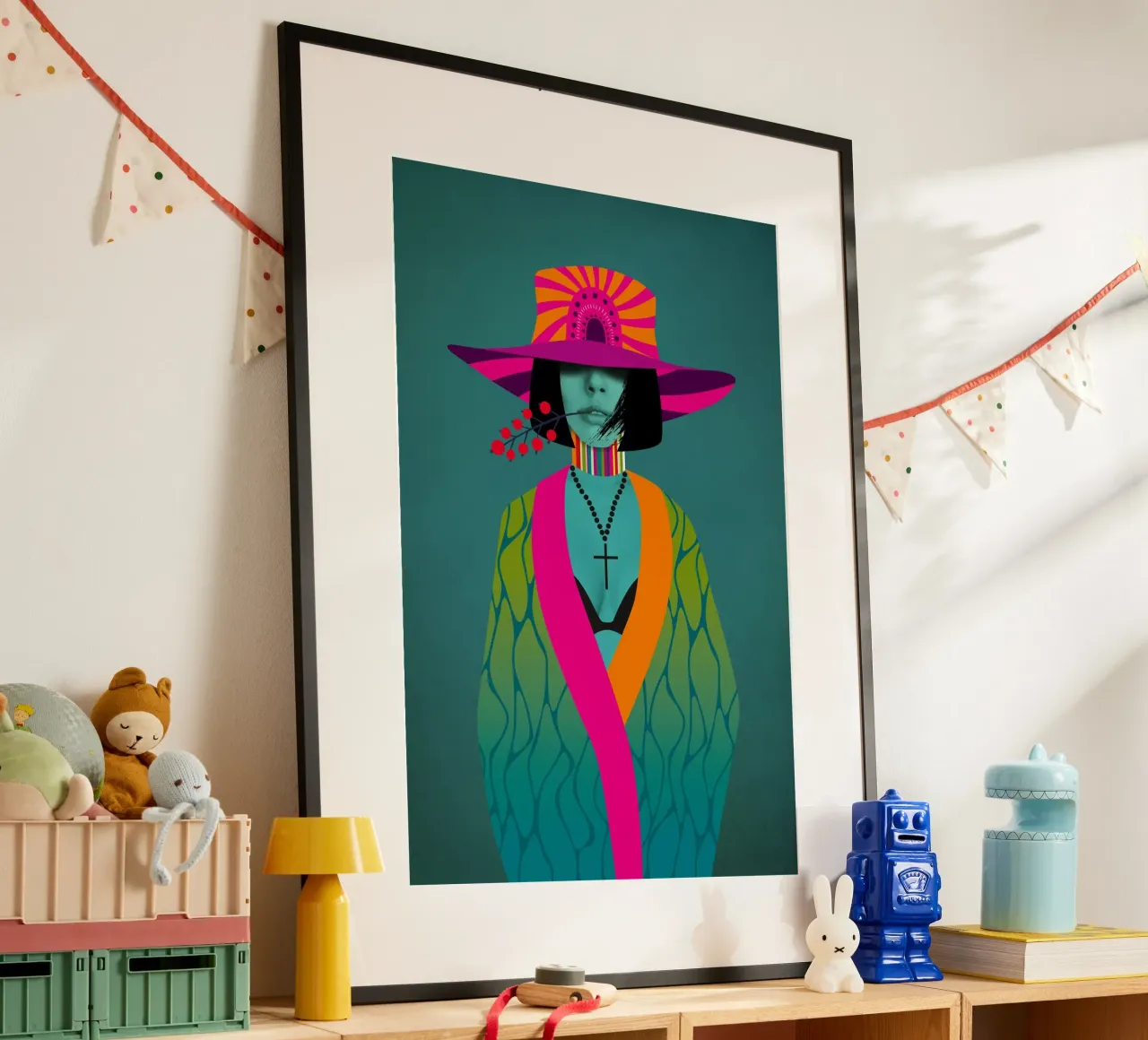 Neon Stella poster con telaio in legno da Amy & Kurt
