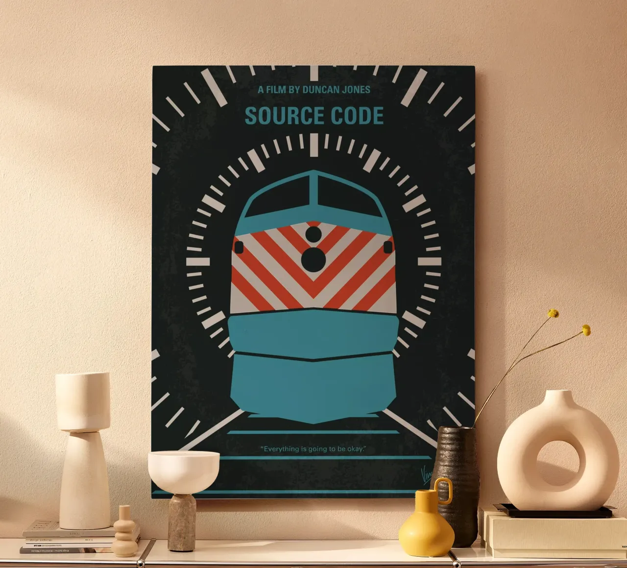 No685 My Source Code minimal movie poster alluminio dibond da Chungkong