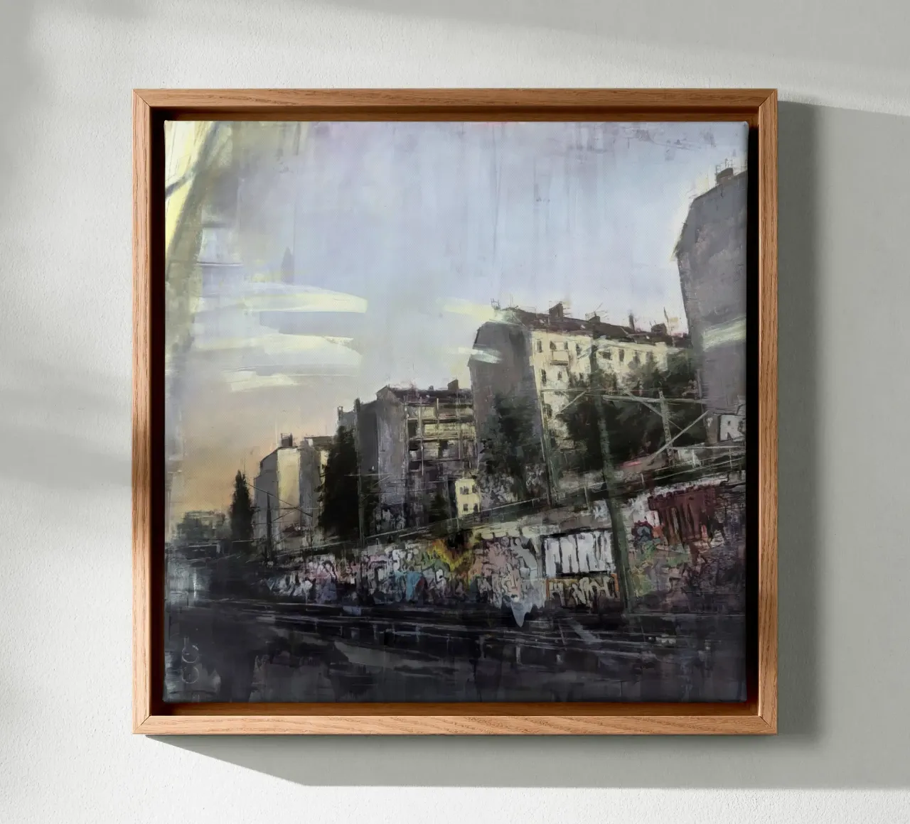 "BERLIN_24_03" Art print oil painting canvas with Floater frame by Eduard Warkentin Art
