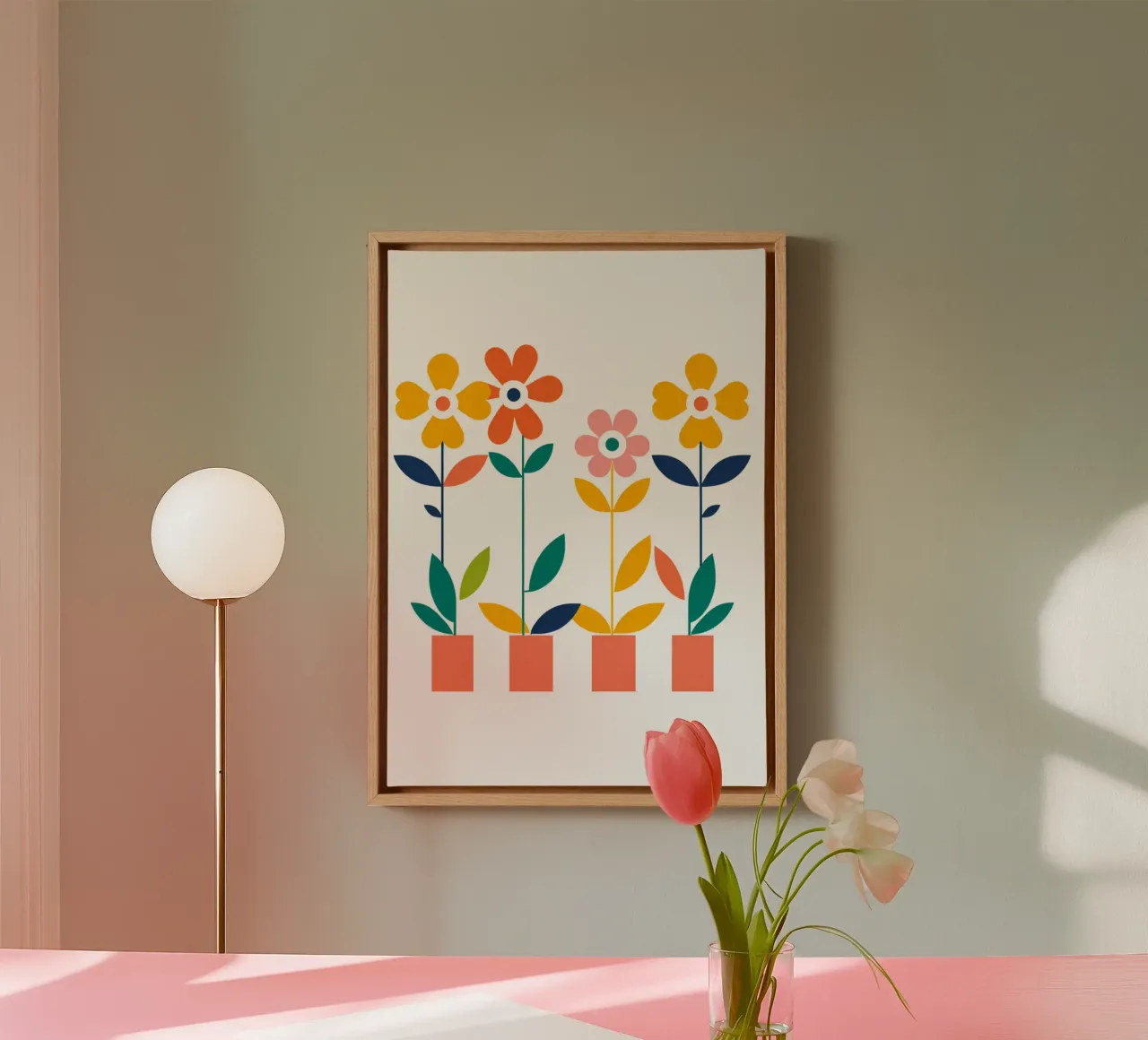 Fleurs vintages 3 tela con Cornice a cassetta da Rezh creations