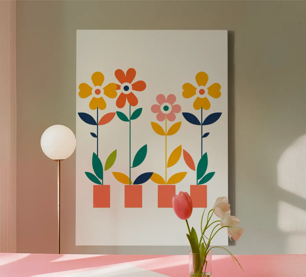Fleurs vintages 3 tela con Cornice a cassetta da Rezh creations