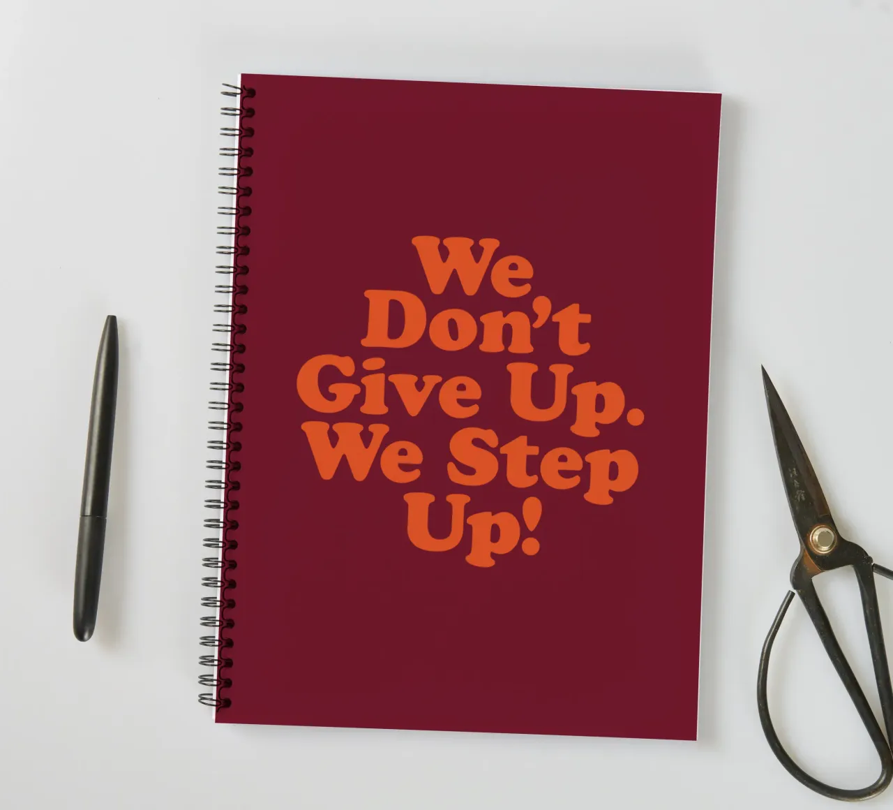 We Don't Give Up We Step Up Typography Design spiral notebook by THE MOTIVATED TYPE
