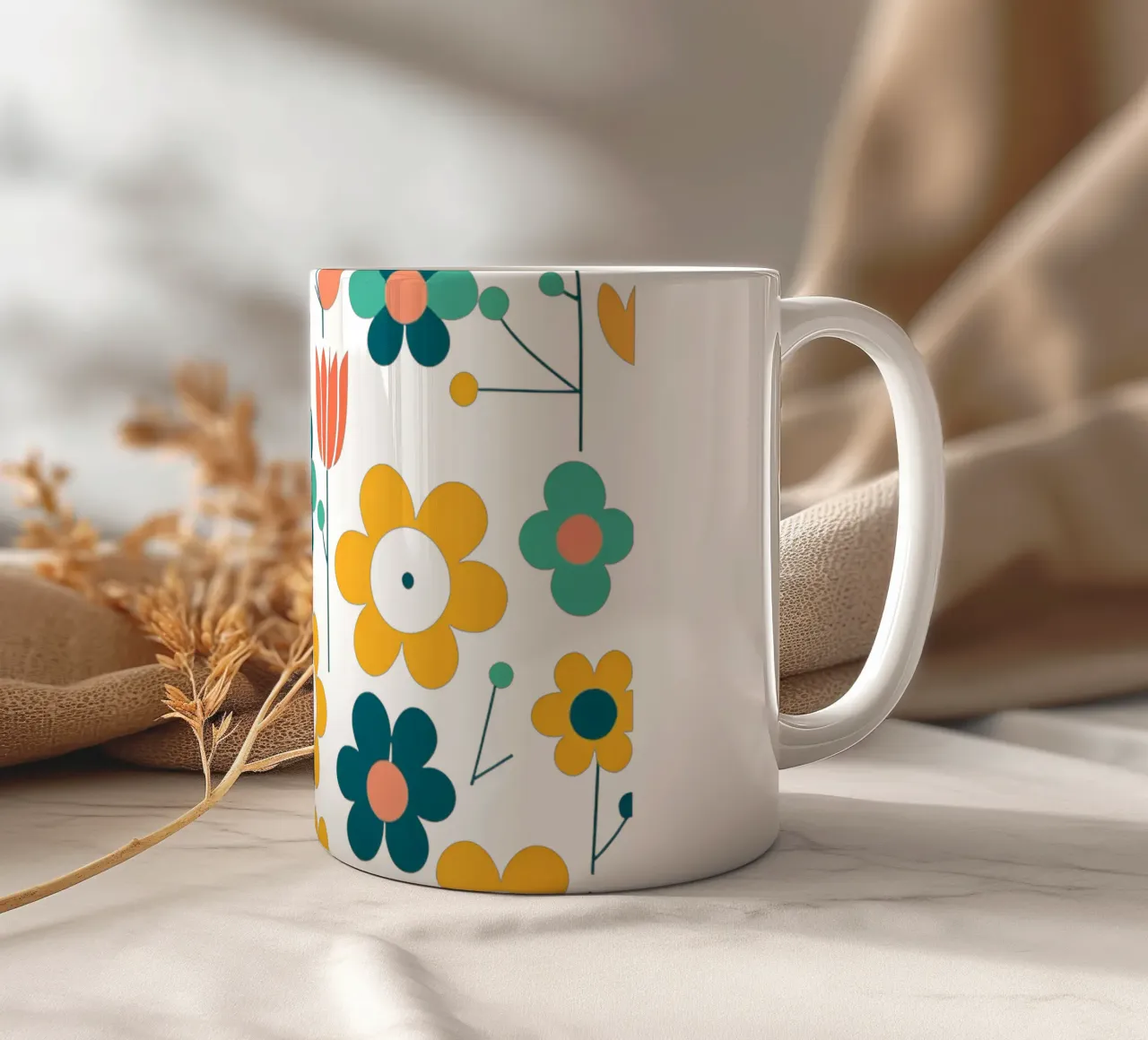 Fleurs vintages 4 tazza in ceramica da Rezh creations